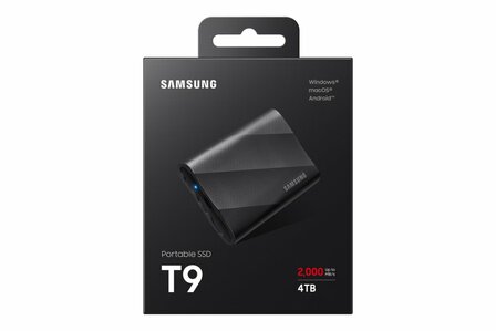 Samsung T9 | Externe SSD | 4TB | USB 3.2 Gen 2x2 | 2.000MB/s | Zwart | Compact &amp; Snel