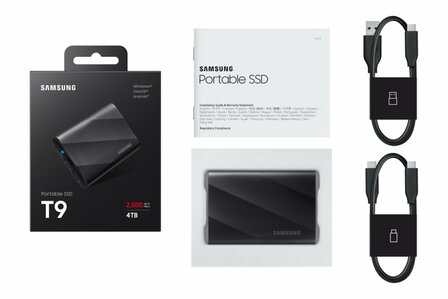 Samsung T9 | Externe SSD | 4TB | USB 3.2 Gen 2x2 | 2.000MB/s | Zwart | Compact &amp; Snel