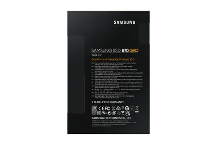 Samsung 870 QVO | 2TB SATA SSD | 2.5" | 560 MB/s Lezen | 530 MB/s Schrijven
