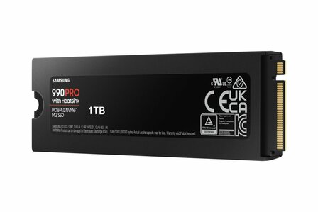 Samsung 990 PRO | 1TB NVMe SSD | M.2 | Gen4 | 7.450MB/s Lezen | 6.900MB/s Schrijven | Heatsink