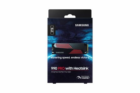 Samsung 990 PRO | 2TB NVMe SSD | M.2 | Gen4 | 7.450MB/s Lezen | 6.900MB/s Schrijven | Heatsink