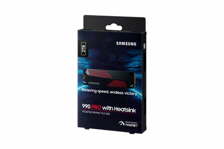 Samsung 990 PRO | 2TB NVMe SSD | M.2 | Gen4 | 7.450MB/s Lezen | 6.900MB/s Schrijven | Heatsink