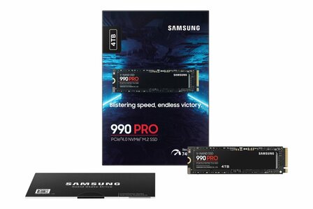 Samsung 990 PRO | 4TB NVMe SSD | M.2 Gen4 | 7.450 MB/s Lezen | 6.900 MB/s Schrijven