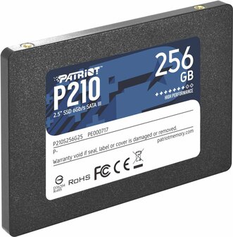 Patriot Memory P210 | 256 GB SATA SSD | 2,5&Prime; | tot 520 MB/s Lezen | tot 430 MB/s Schrijven
