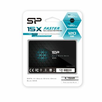 Silicon Power Slim S55 | 120 GB SATA SSD | 2,5&Prime; | tot 520 MB/s Lezen