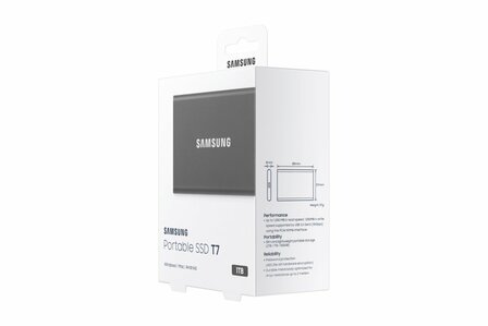 Samsung T7 | Externe SSD | 1TB | USB 3.2 Gen2 | 1.050MB/s read | 1.000MB/s write | Grijs