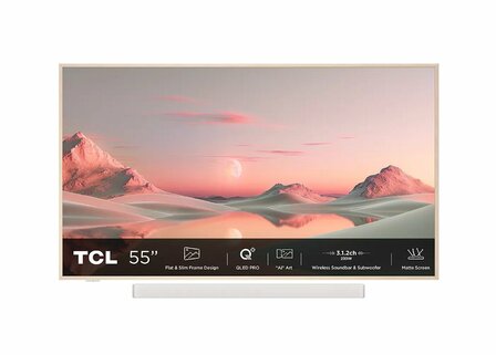 TCL NXTFRAME 55A300PRO | 55" 4K Ultra HD QLED Smart TV | Google TV | Inclusief Soundbar &amp; Subwoofer | Dolby Vision IQ | 120Hz