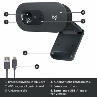Logitech C505 HD | 720p 30FPS USB Webcam met Microfoon