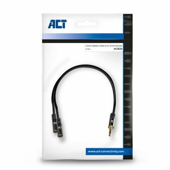 ACT AC3620 | 3.5mm Splitterkabel | 0,15 Meter | 1x Male naar 2x Female | Zwart
