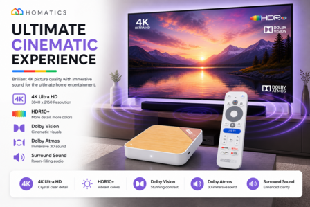 HOMATICS Box 4K V2 Google TV 14 Streaming Media Player WiFi 6 