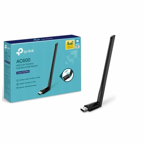 TP-Link Archer T2U Plus | Wi-Fi 5 USB-adapter | Dual-band 2,4 GHz (200 Mbps) / 5 GHz (433 Mbps) | 5 dBi High-gain Antenne | USB 2.0