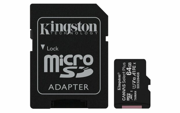 Kingston Technology Canvas Select Plus flashgeheugen 64 GB MicroSDXC UHS-I Klasse 10