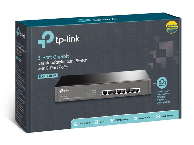 TP-Link TL-SG1008MP | Unmanaged Switch | 8 Poorten | Gigabit Ethernet (10/100/1000 Mbps) | PoE | Zwart