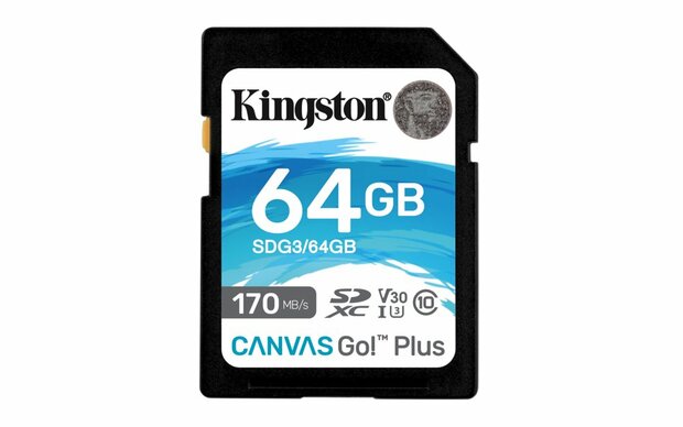 Kingston Technology Canvas Go! Plus flashgeheugen 64 GB SD Klasse 10 UHS-I