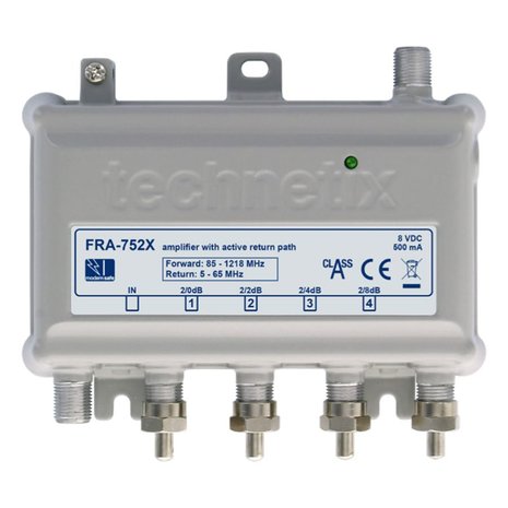  Technetix FRA-752X SHOP 4v0/2/4/8db versterker 1.2 GHz Ziggo