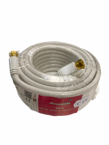 10 meter coax kabel met 2 f-connector stekkers