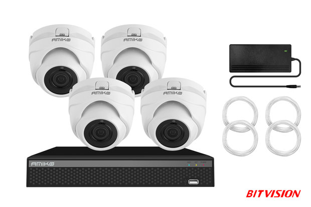 Amiko Home kit 5500 set met 4 IP 5MP Dome cameras