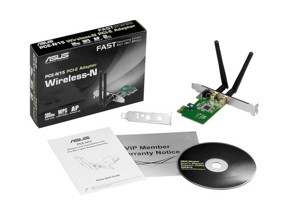 Asus PCE-N15 WiFi LAN PCI-Express-Adapter 300 Mbit/s