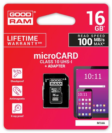 Goodram M1AA | MicroSDHC | 16GB | Class 10 | UHS-I U1