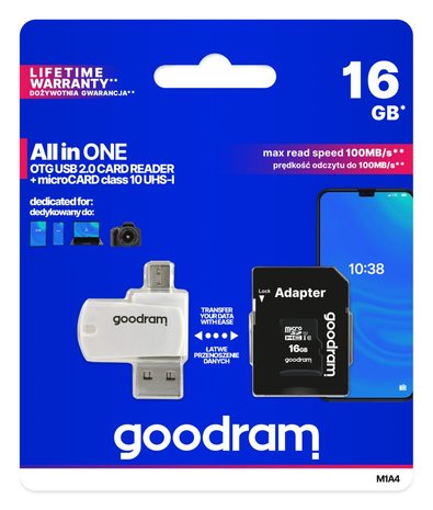 Goodram M1A4 All in One 16 GB MicroSDHC UHS-I Klasse 10