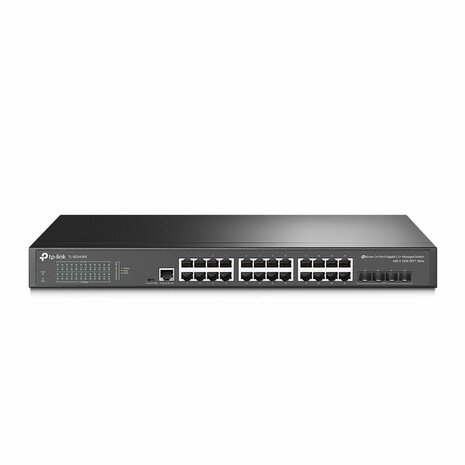 TP-Link TL-SG3428X | JetStream Managed L2+ Switch | 24 Poorten | Gigabit Ethernet (10/100/1000 Mbps) | 4x 10G SFP+ | Omada SDN | Rackmount | Zwart