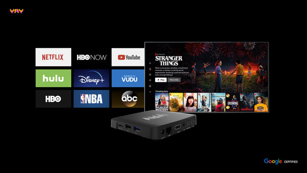  VU+ YAY GO PRO 4K UHD OTT IPTV Mediaspeler met Chromecast - Android TV