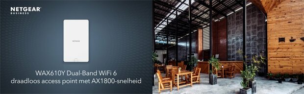 NETGEAR Insight Cloud AX1800 (WAX610Y) | WiFi 6 Outdoor Access Point | 1800 Mbit/s | PoE+ | Inclusief Montagebeugel