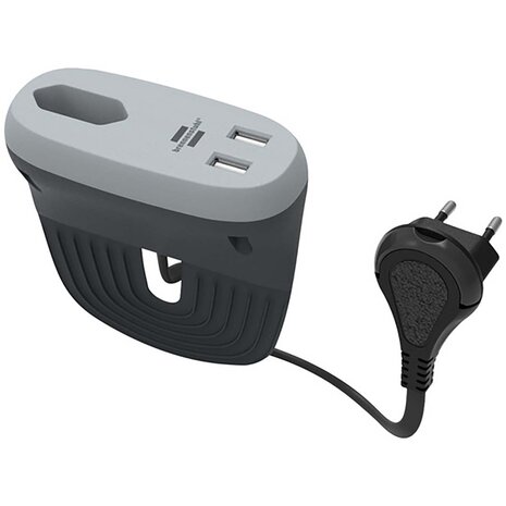 Estilo bankcontactdoos met USB-oplaadfunctie (bankcontactdoos met 1x Euro-contactdoos en 2x USB-lader, bedcontactdoos met montagerail)