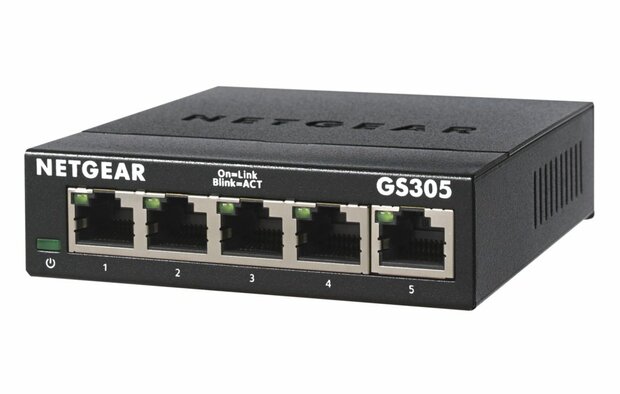 NETGEAR GS305 | Netwerk-switch | Unmanaged | L2 | 5-poorts Gigabit Ethernet (10/100/1000) | Zwart
