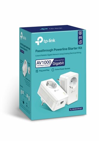 TP-Link AV1000 | Powerline Adapter Set | 1000 Mbps | Gigabit Ethernet | Starter Kit
