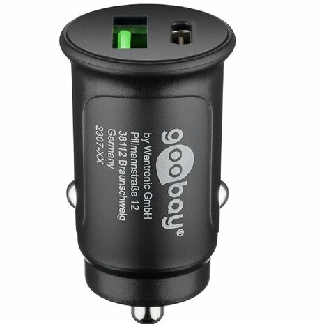 Goobay 48W Snelle Autolader met USB-C PD & USB-A QC3.0 - Zwart 