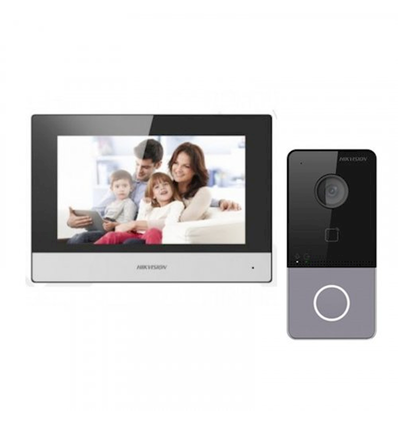 Hikvision DS-KIS603 IP Video intercom kit, 1 drukknop, 2 MP HD video, 7" touch screen binnenstation