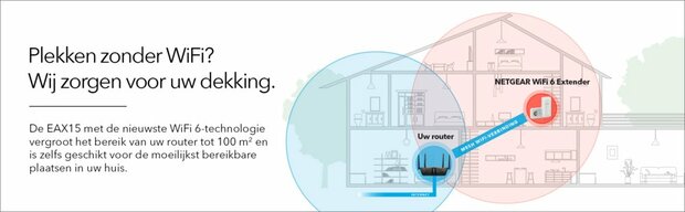 NETGEAR EAX15 | Wi-Fi 6 Mesh Extender | Dual-band | 1800 Mbps | Gigabit Ethernet | Wit