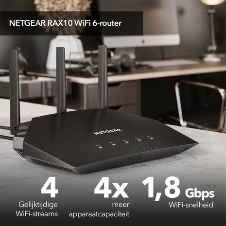 NETGEAR Nighthawk 4-Stream AX1800 WiFi 6 Router (RAX10)