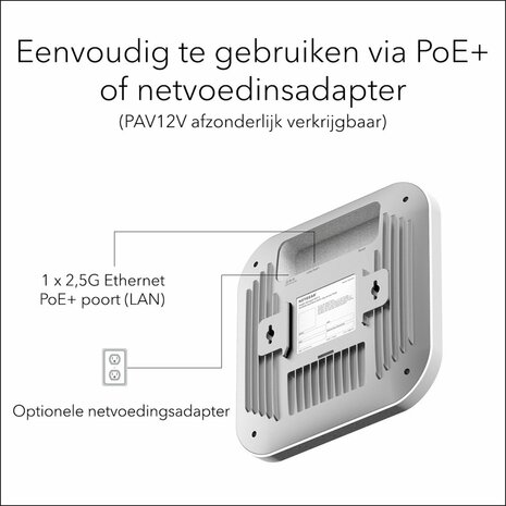Netgear Insight WAX210 | WiFi 6 Access Point (AX1800) | 1800 Mbit/s | PoE (802.3at) | Inclusief Montagebeugel