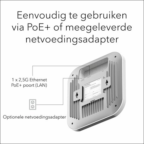 Netgear Insight WAX210 | WiFi 6 Access Point (AX1800) | 1800 Mbit/s | PoE (802.3at) | Inclusief Montagebeugel