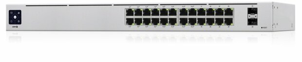 Ubiquiti UniFi 24-Port PoE | Managed L2/L3 Switch | 24 Poorten | Gigabit Ethernet (10/100/1000 Mbps) | PoE | 1U Rackmount | Zilver