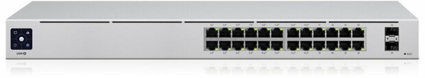 Ubiquiti UniFi 24-Port PoE | Managed L2/L3 Switch | 24 Poorten | Gigabit Ethernet (10/100/1000 Mbps) | PoE | 1U Rackmount | Zilver
