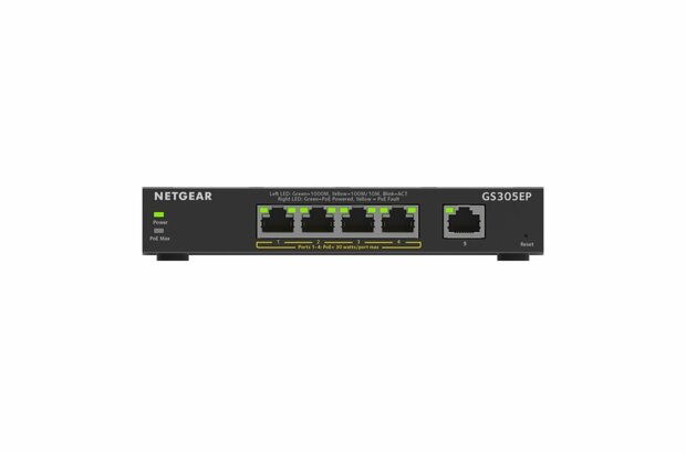 Netgear GS305EP | Managed L2 Switch | 5 Poorten | Gigabit Ethernet (10/100/1000 Mbps) | PoE