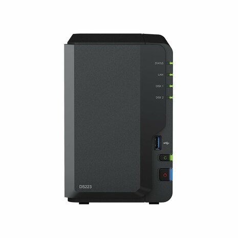 Synology DiskStation DS223 NAS | 2 Drive Bays | 1x Gigabit Ethernet | Zwart