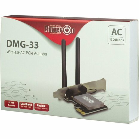 Inter-Tech DMG-33 | Wi-Fi 5 PCIe Adapter | Dual-band (2,4 GHz / 5 GHz) | 1300 Mbps | PCIe x1