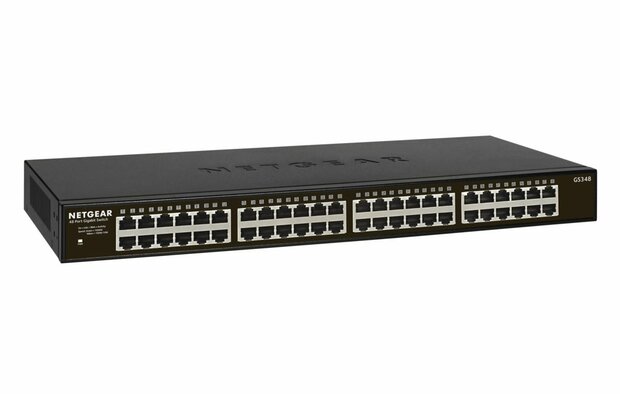 NETGEAR GS348 Unmanaged Gigabit Ethernet Switch | 48 Poorten | 1U Rackmount