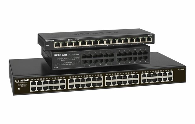 NETGEAR GS348 Unmanaged Gigabit Ethernet Switch | 48 Poorten | 1U Rackmount