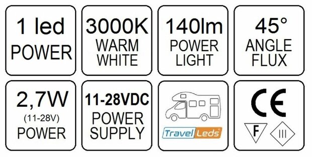 Travelleds opb spot Ch flex led 3K 315mm switch