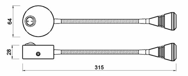 Travelleds opb spot Ch flex led 6K 315mm switch