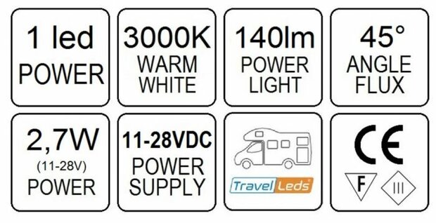 Travelleds opb spot Ch flex led 3K 315mm switch