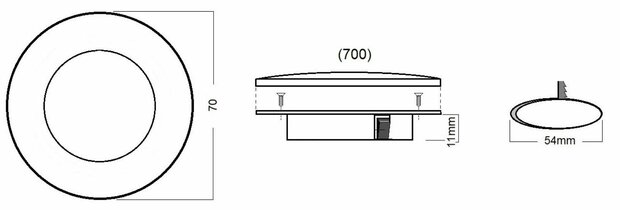 Travelleds inb spot Ch70mm 6+6 Leds 3K+6K klem