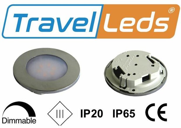 Travelleds inb spot Ch 80mm 6+6 Leds 3K+6K klem