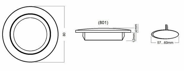 Travelleds inb spot Ch 80mm 6 Leds 3K+blauw touch klem