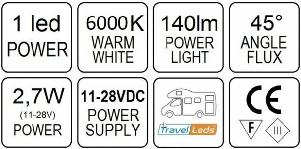  Travelleds opb spot Ch flex led 6K 315mm switch